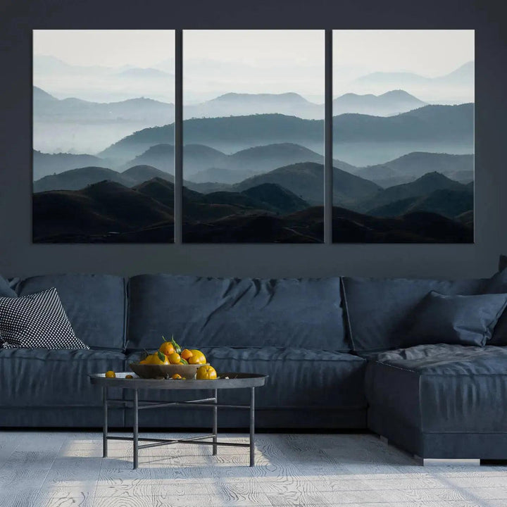 Amazing Landscape Photograph Foggy Forest Wall Art Large Canvas Print