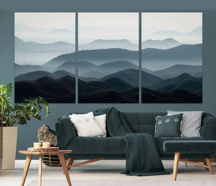 Amazing Landscape Photograph Foggy Forest Wall Art Large Canvas Print