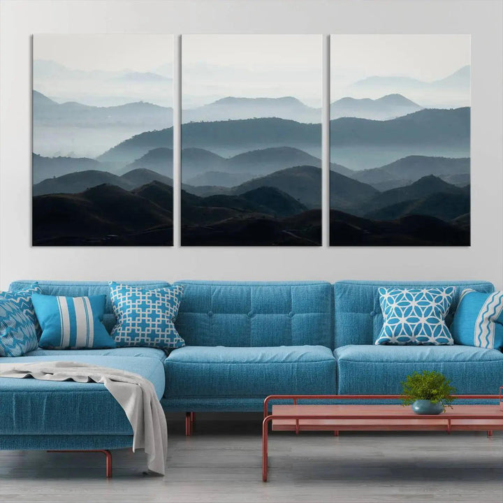 Amazing Landscape Photograph Foggy Forest Wall Art Large Canvas Print