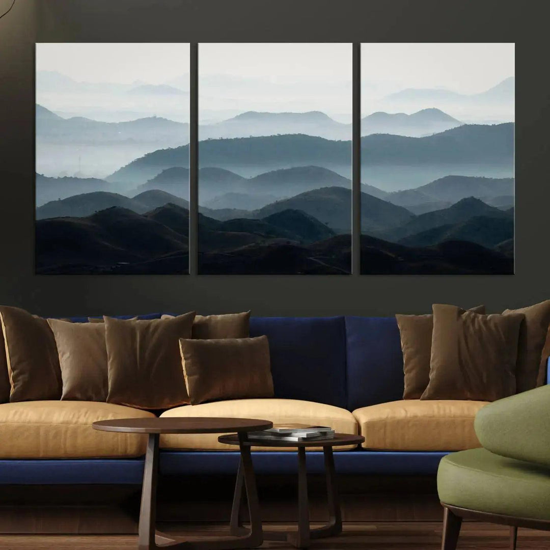 Amazing Landscape Photograph Foggy Forest Wall Art Large Canvas Print