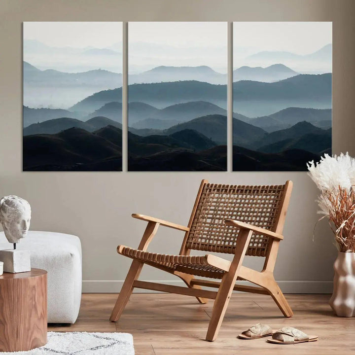 Amazing Landscape Photograph Foggy Forest Wall Art Large Canvas Print