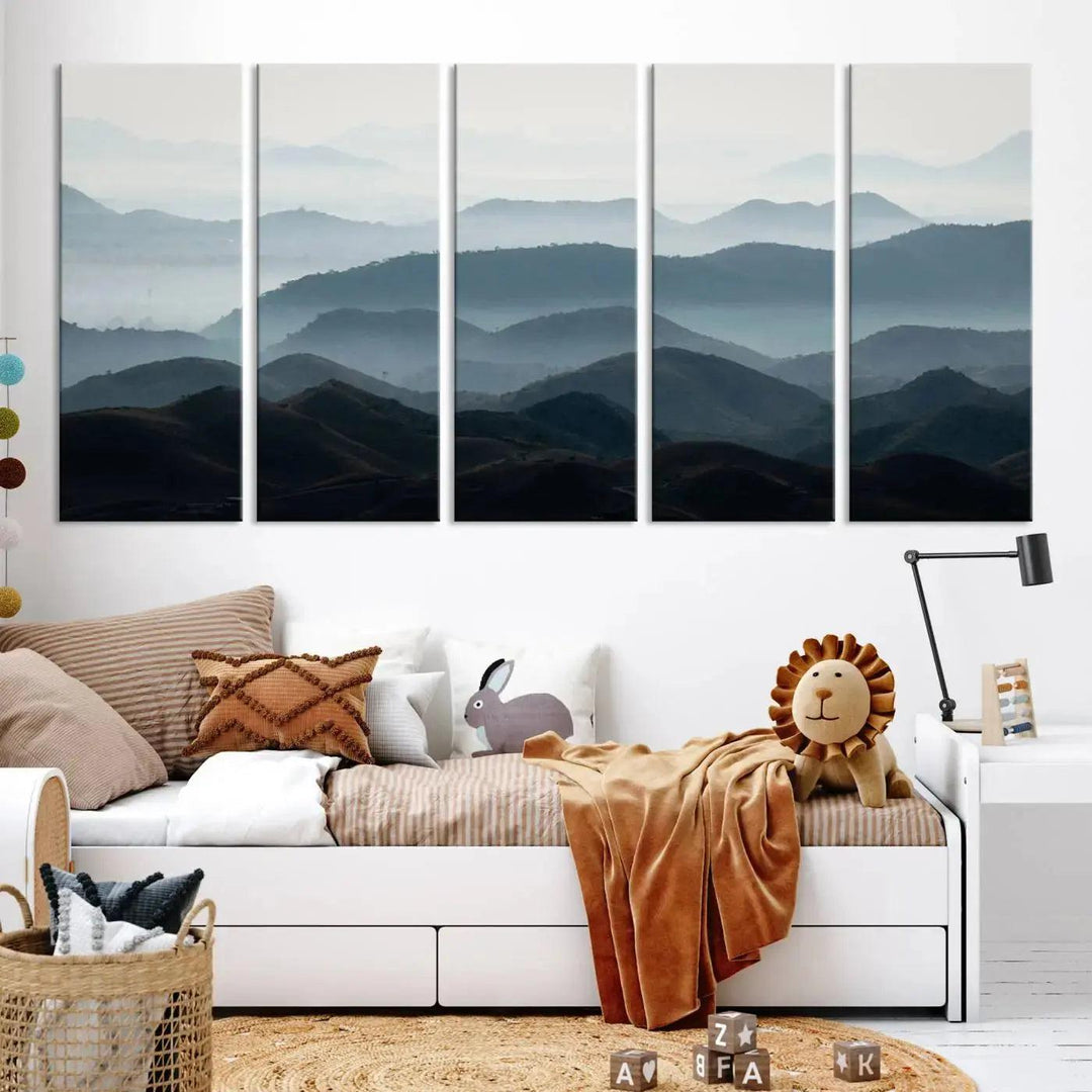 Amazing Landscape Photograph Foggy Forest Wall Art Large Canvas Print