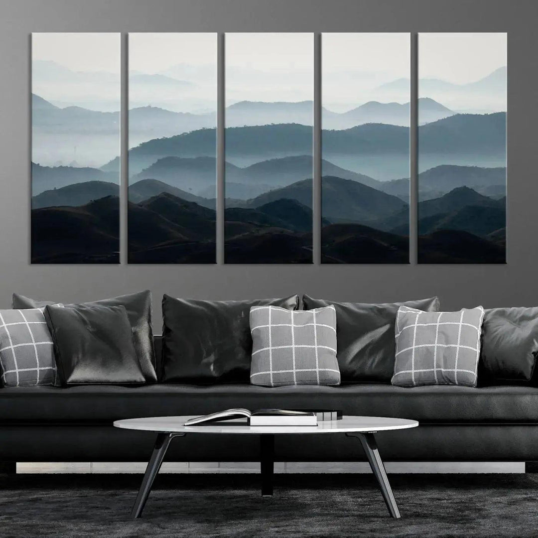 Amazing Landscape Photograph Foggy Forest Wall Art Large Canvas Print