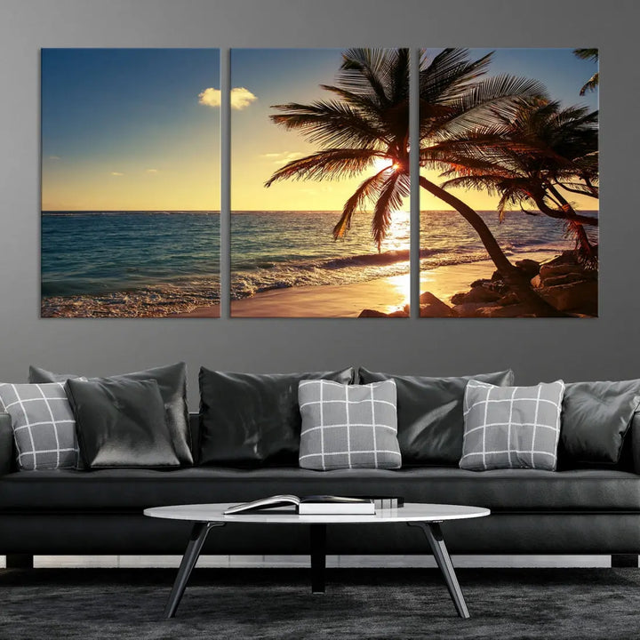 Amazing Sunset Tropical Beach Landscape Large Wall Art Canvas Print