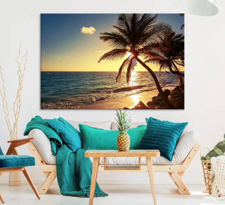 Amazing Sunset Tropical Beach Landscape Large Wall Art Canvas Print