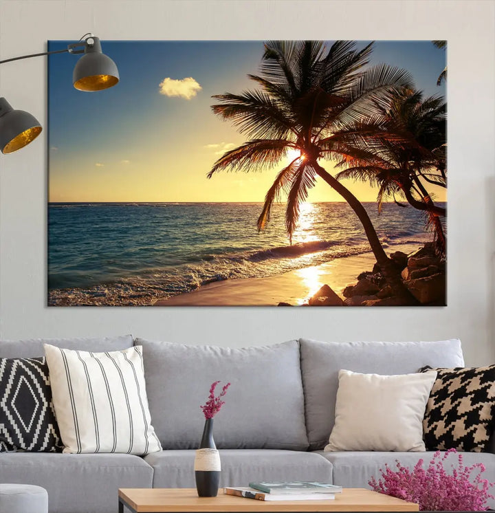 Amazing Sunset Tropical Beach Landscape Large Wall Art Canvas Print