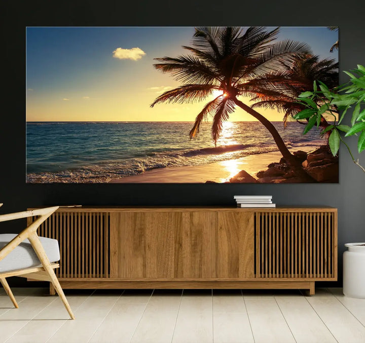 Amazing Sunset Tropical Beach Landscape Large Wall Art Canvas Print