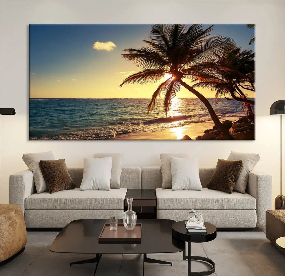 Amazing Sunset Tropical Beach Landscape Large Wall Art Canvas Print