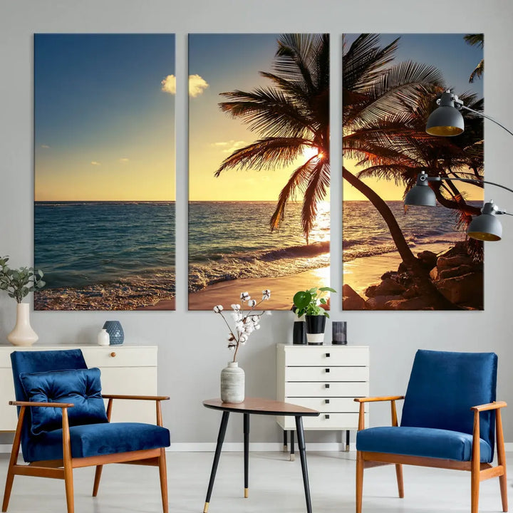 Amazing Sunset Tropical Beach Landscape Large Wall Art Canvas Print