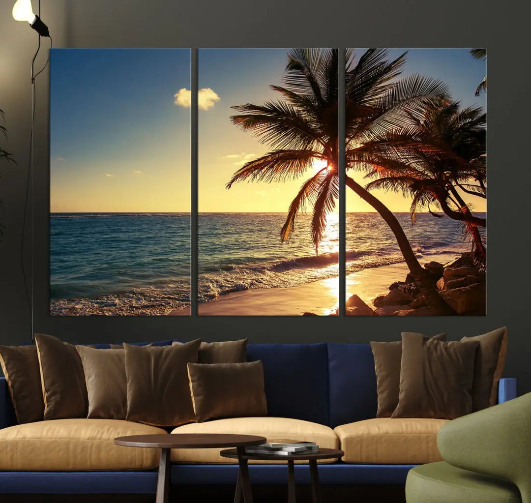 Amazing Sunset Tropical Beach Landscape Large Wall Art Canvas Print