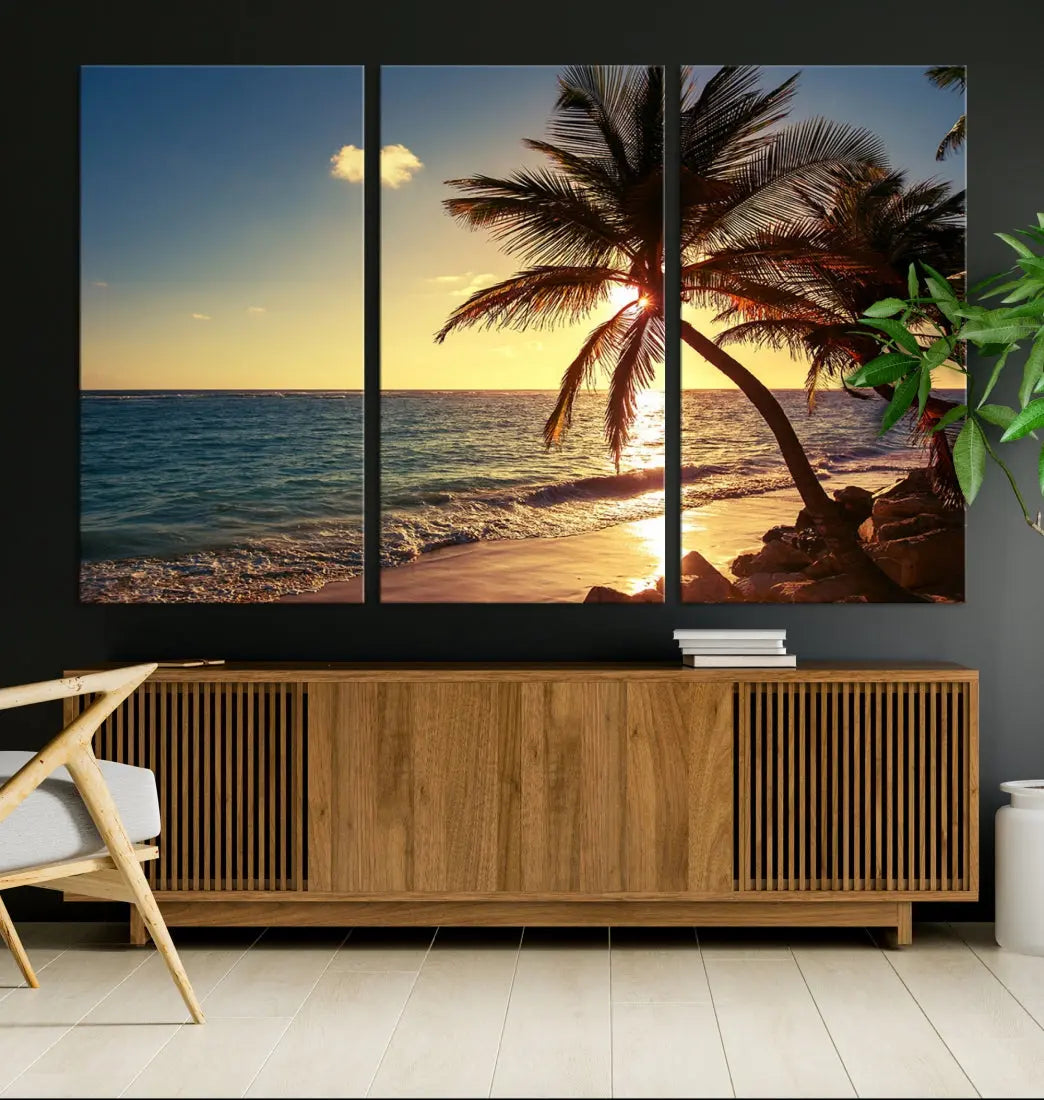 Amazing Sunset Tropical Beach Landscape Large Wall Art Canvas Print