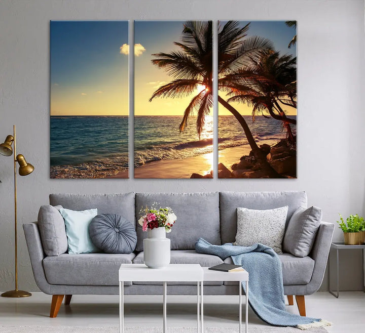 Amazing Sunset Tropical Beach Landscape Large Wall Art Canvas Print