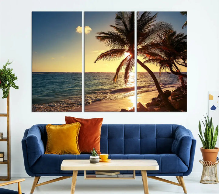 Amazing Sunset Tropical Beach Landscape Large Wall Art Canvas Print