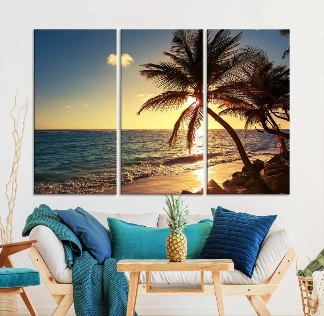 Amazing Sunset Tropical Beach Landscape Large Wall Art Canvas Print