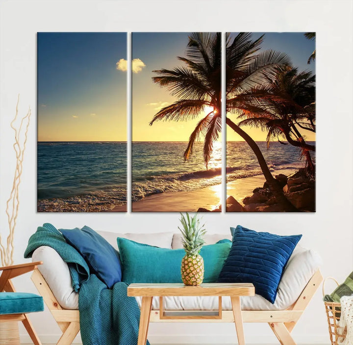 Amazing Sunset Tropical Beach Landscape Large Wall Art Canvas Print