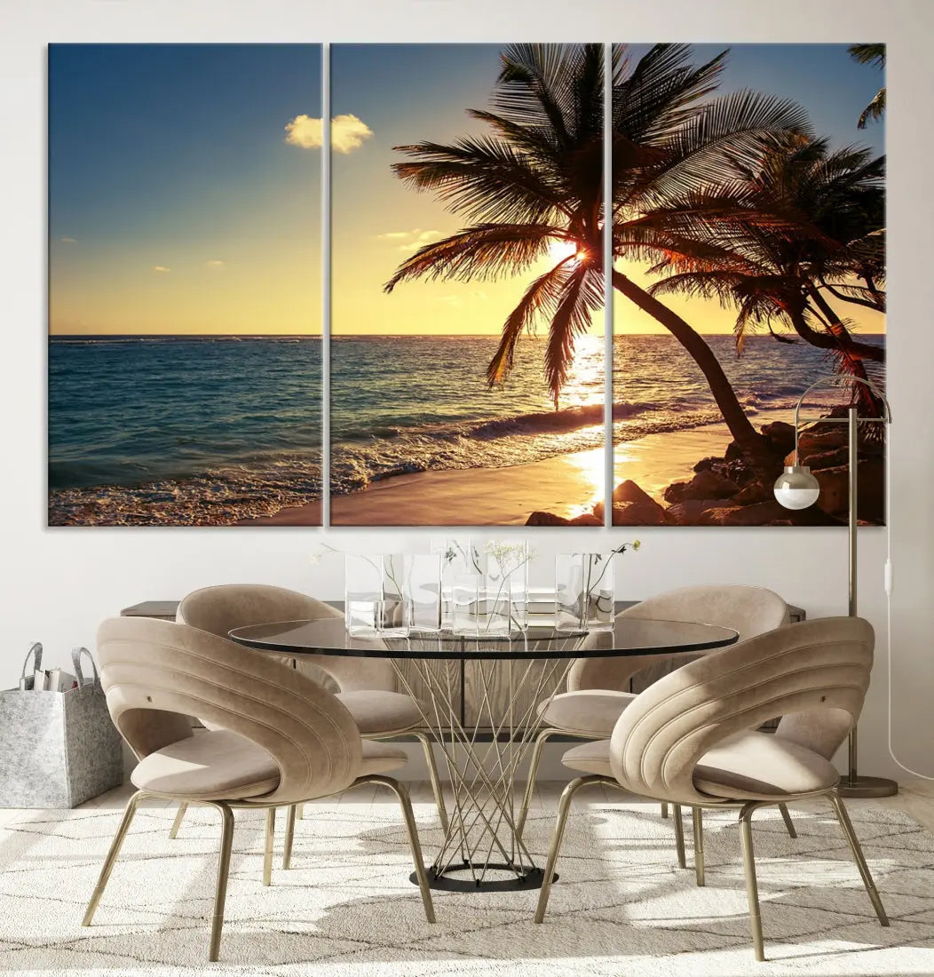 Amazing Sunset Tropical Beach Landscape Large Wall Art Canvas Print