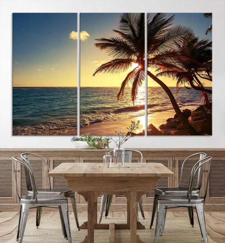 Amazing Sunset Tropical Beach Landscape Large Wall Art Canvas Print