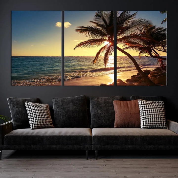 Amazing Sunset Tropical Beach Landscape Large Wall Art Canvas Print