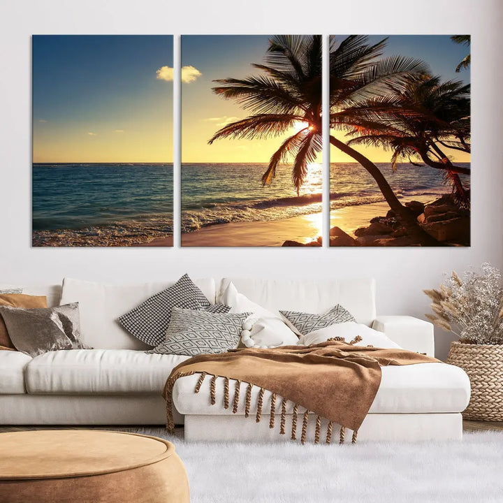 Amazing Sunset Tropical Beach Landscape Large Wall Art Canvas Print