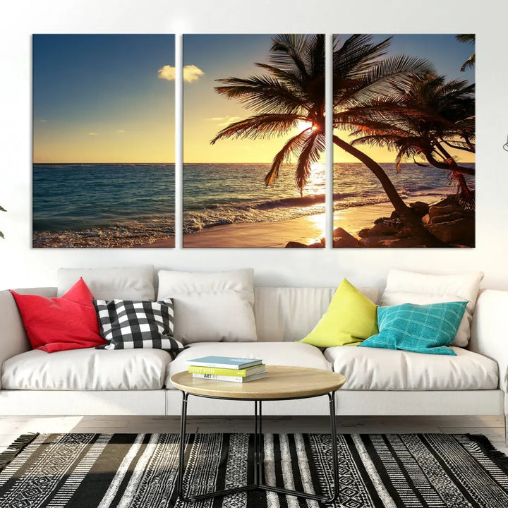 Amazing Sunset Tropical Beach Landscape Large Wall Art Canvas Print