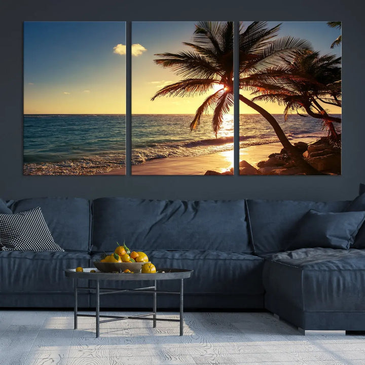 Amazing Sunset Tropical Beach Landscape Large Wall Art Canvas Print