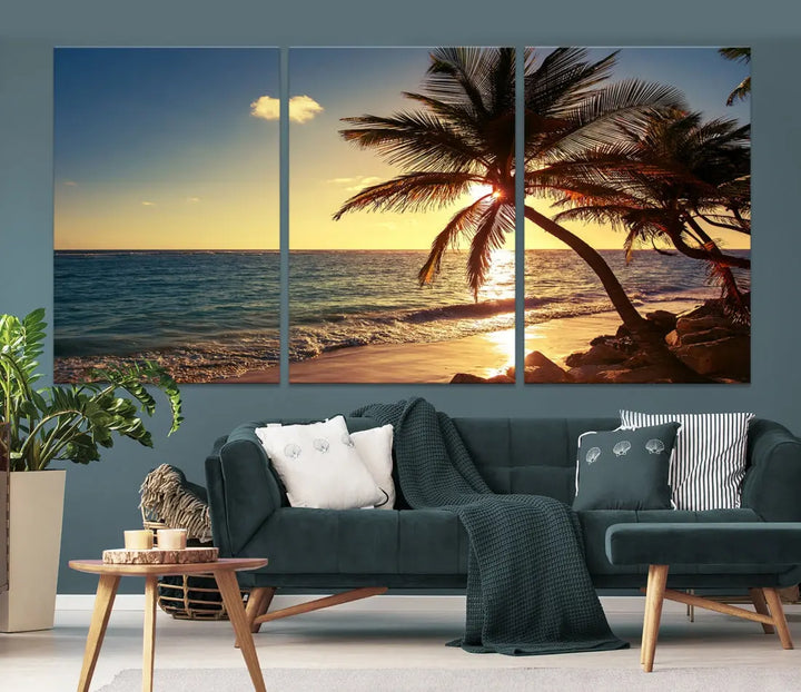 Amazing Sunset Tropical Beach Landscape Large Wall Art Canvas Print