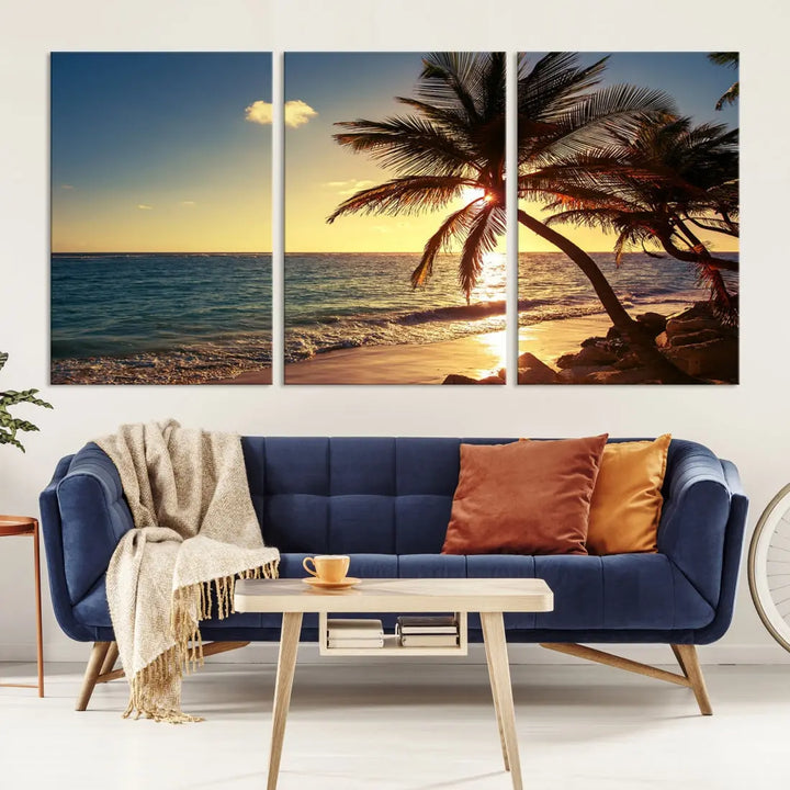 Amazing Sunset Tropical Beach Landscape Large Wall Art Canvas Print