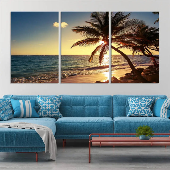 Amazing Sunset Tropical Beach Landscape Large Wall Art Canvas Print