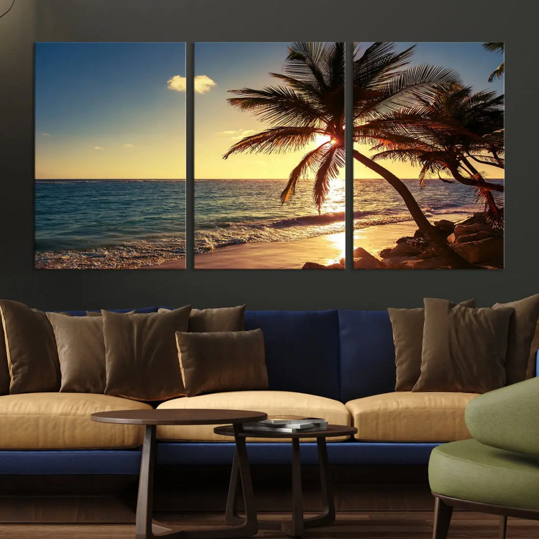 Amazing Sunset Tropical Beach Landscape Large Wall Art Canvas Print