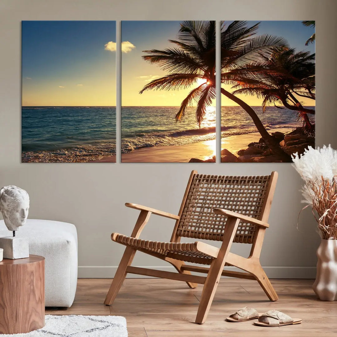 Amazing Sunset Tropical Beach Landscape Large Wall Art Canvas Print