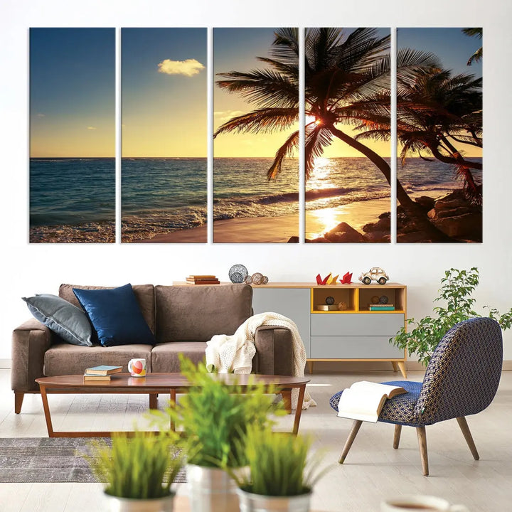 Amazing Sunset Tropical Beach Landscape Large Wall Art Canvas Print