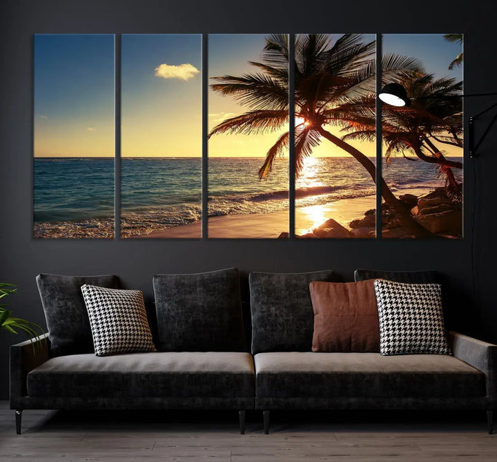 Amazing Sunset Tropical Beach Landscape Large Wall Art Canvas Print