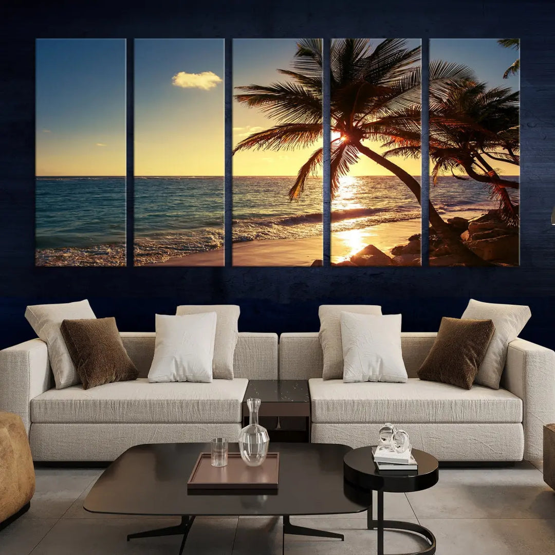 Amazing Sunset Tropical Beach Landscape Large Wall Art Canvas Print