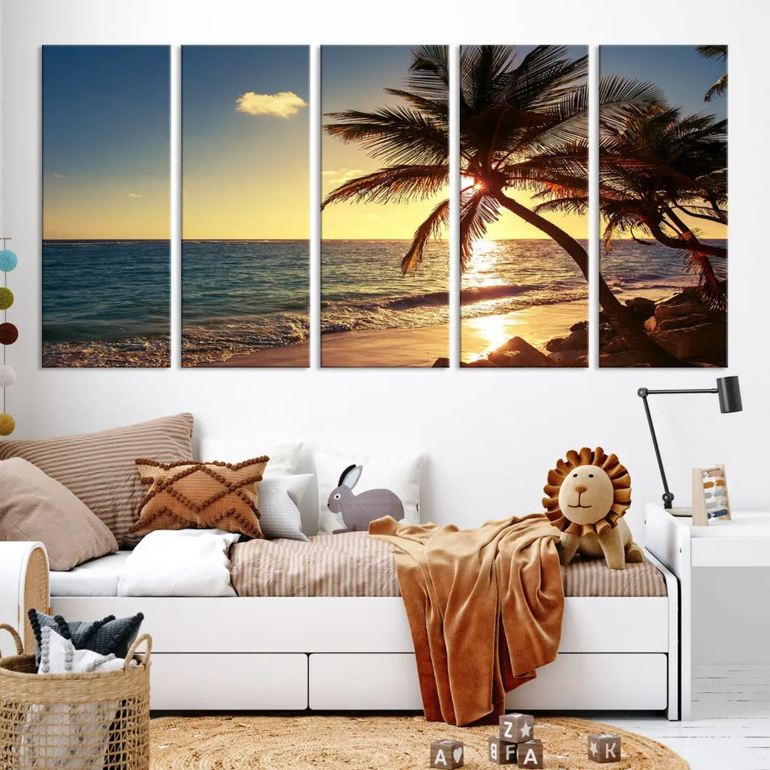 Amazing Sunset Tropical Beach Landscape Large Wall Art Canvas Print