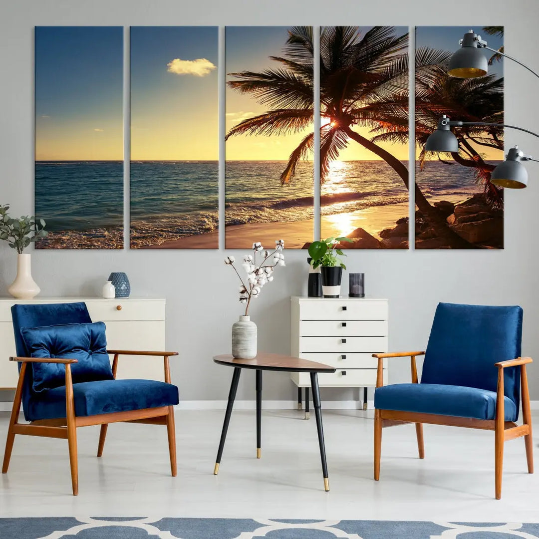 Amazing Sunset Tropical Beach Landscape Large Wall Art Canvas Print