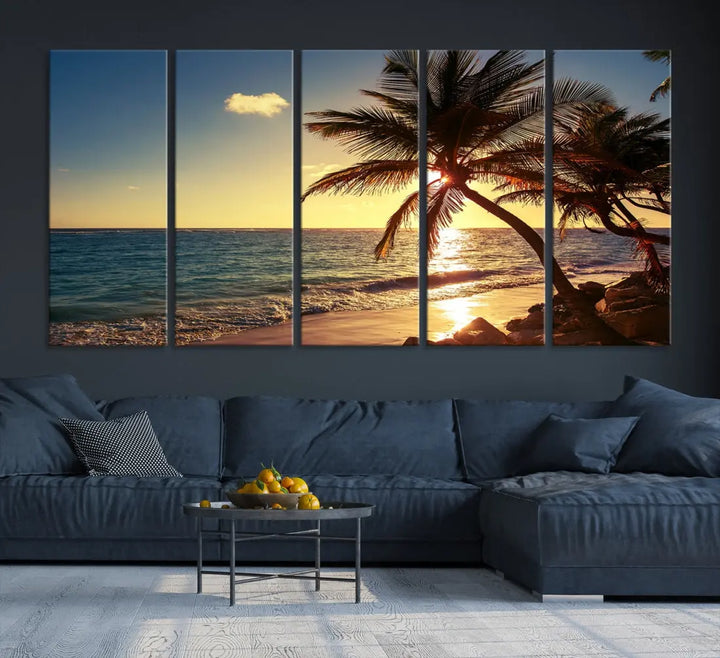 Amazing Sunset Tropical Beach Landscape Large Wall Art Canvas Print