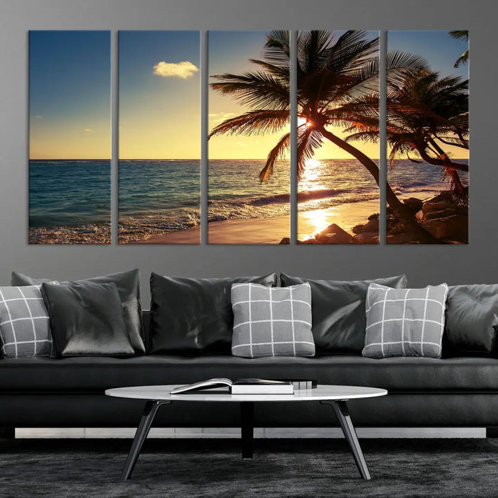 Amazing Sunset Tropical Beach Landscape Large Wall Art Canvas Print