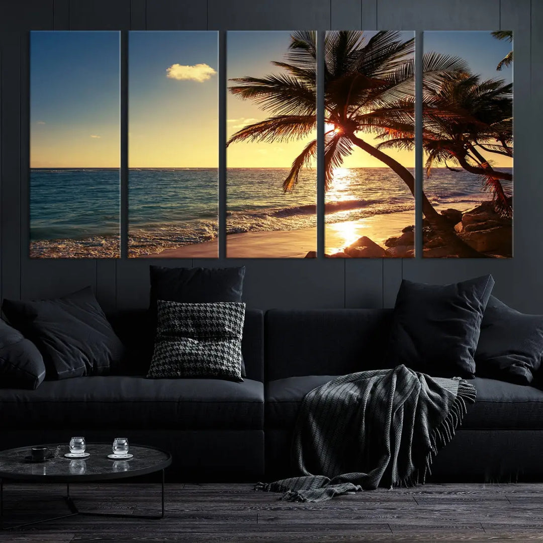 Amazing Sunset Tropical Beach Landscape Large Wall Art Canvas Print