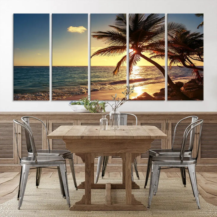 Amazing Sunset Tropical Beach Landscape Large Wall Art Canvas Print