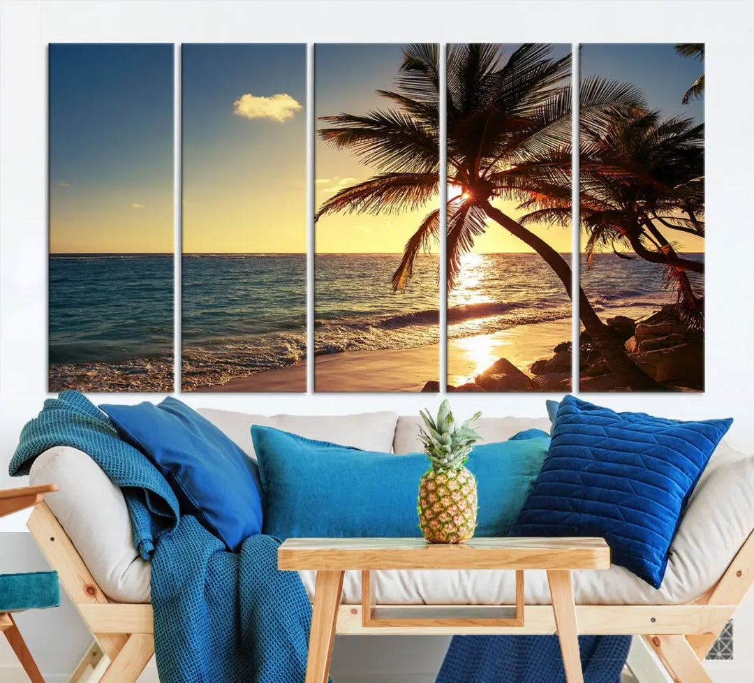 Amazing Sunset Tropical Beach Landscape Large Wall Art Canvas Print