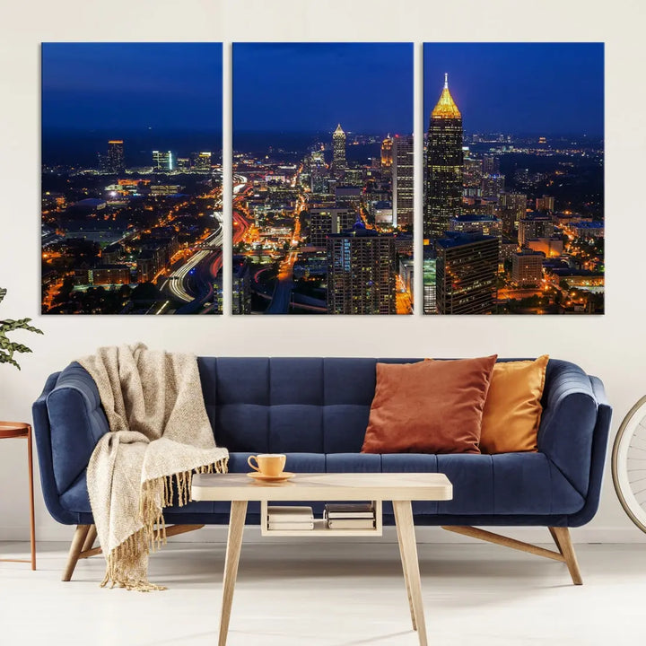 Atlanta City Wall Art Cityscape Canvas Print Atlanta Night Skyline Wall Art