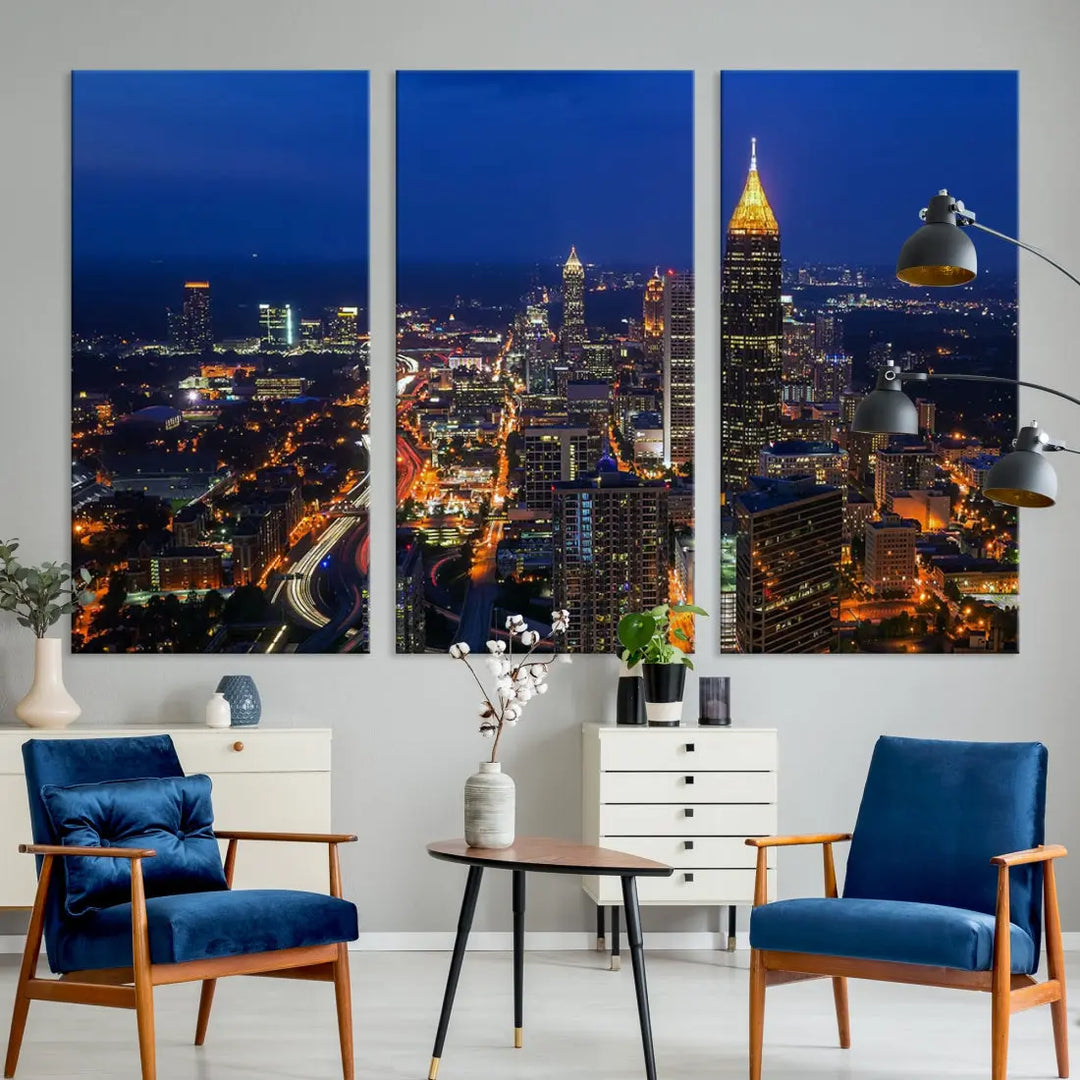 Atlanta City Wall Art Cityscape Canvas Print Atlanta Night Skyline Wall Art