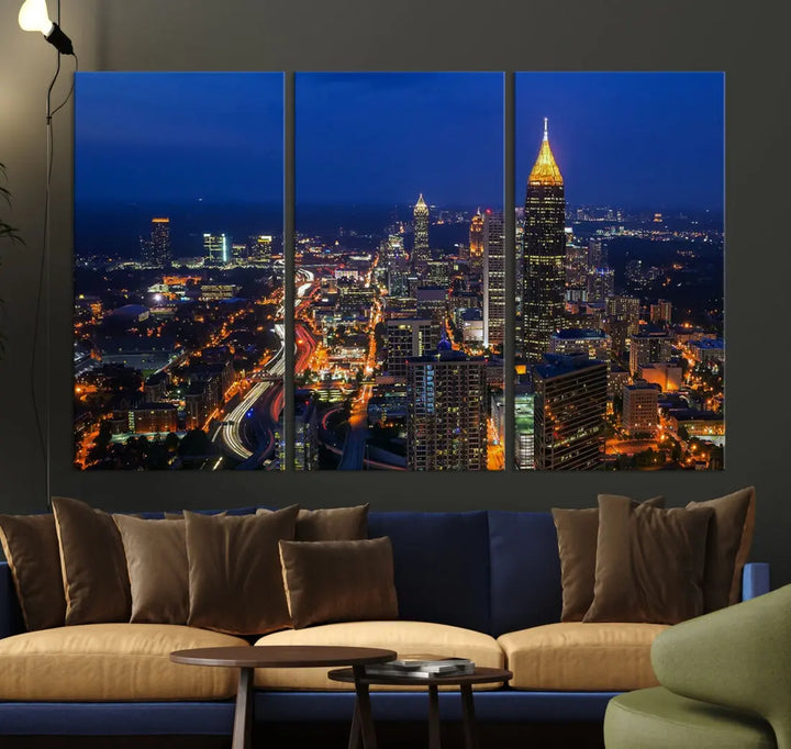 Atlanta City Wall Art Cityscape Canvas Print Atlanta Night Skyline Wall Art