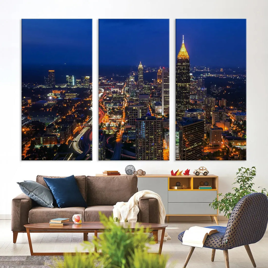 Atlanta City Wall Art Cityscape Canvas Print Atlanta Night Skyline Wall Art