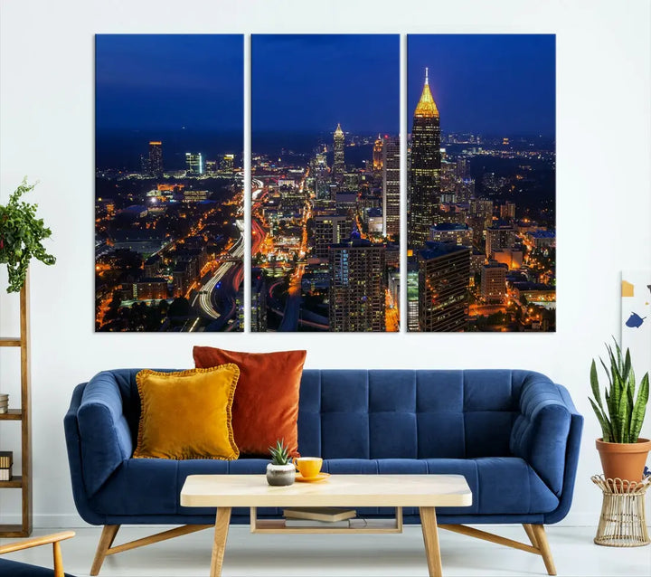 Atlanta City Wall Art Cityscape Canvas Print Atlanta Night Skyline Wall Art