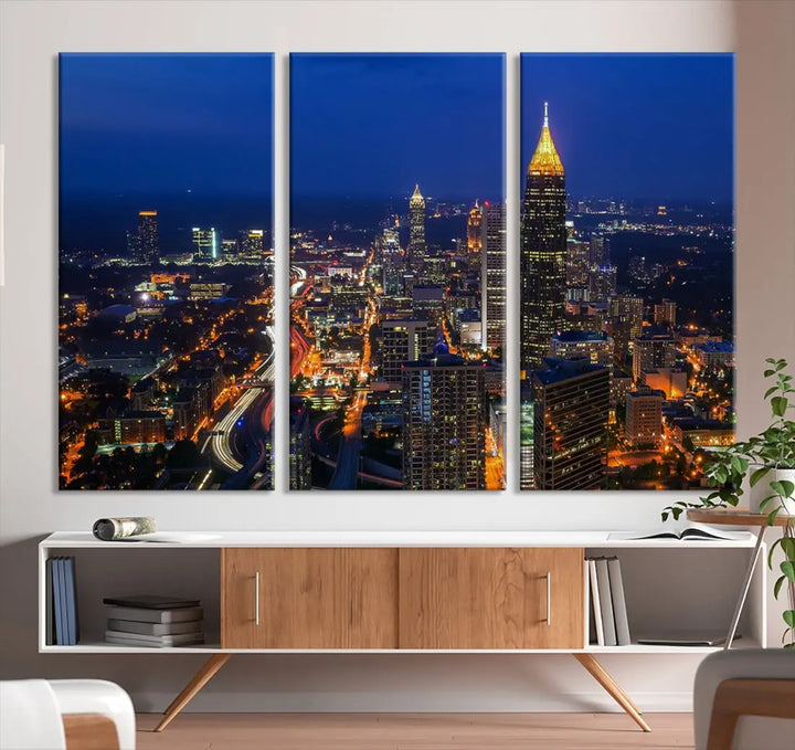 Atlanta City Wall Art Cityscape Canvas Print Atlanta Night Skyline Wall Art