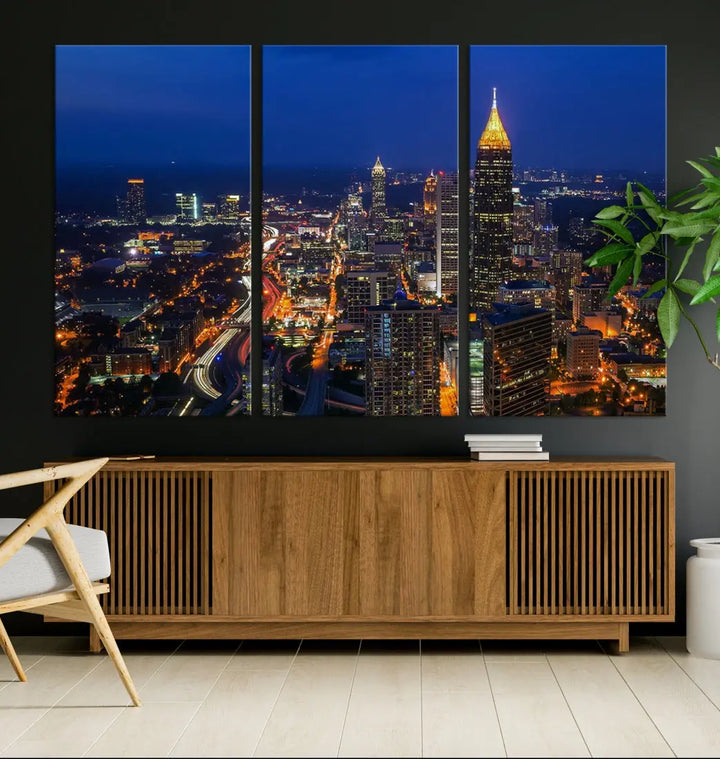 Atlanta City Wall Art Cityscape Canvas Print Atlanta Night Skyline Wall Art