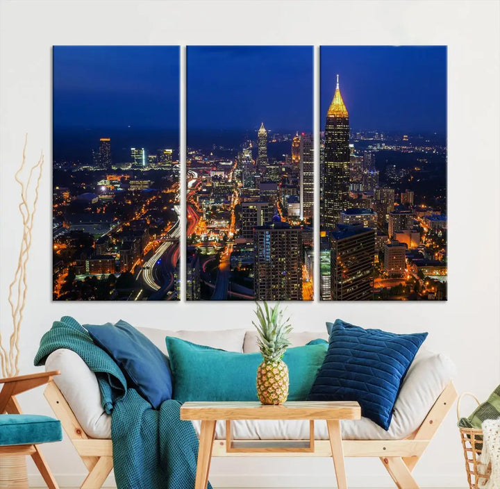 Atlanta City Wall Art Cityscape Canvas Print Atlanta Night Skyline Wall Art