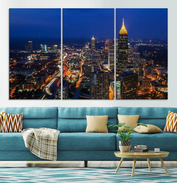 Atlanta City Wall Art Cityscape Canvas Print Atlanta Night Skyline Wall Art