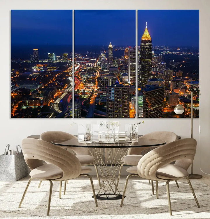 Atlanta City Wall Art Cityscape Canvas Print Atlanta Night Skyline Wall Art